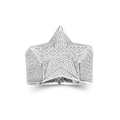 Bling Punky Rapper Luxury Fashion Star Rings for Men 14K Gold Plated Shiny Big Iced out Hip Hop Moissanite Men Engagement Rings
