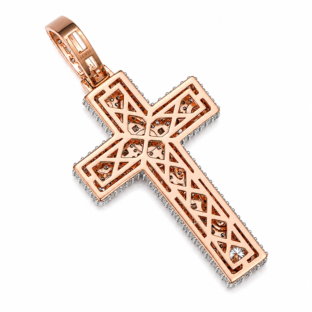 Crown of Thorns Moissanite Cross Pendant | 14K Gold Plated Over 925 Sterling Silver