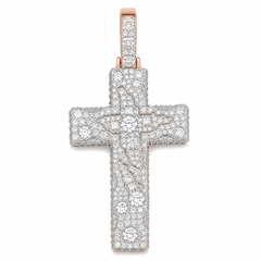 Crown of Thorns Moissanite Cross Pendant | 14K Gold Plated Over 925 Sterling Silver