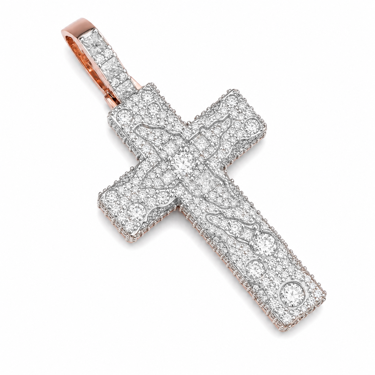 Crown of Thorns Moissanite Cross Pendant | 14K Gold Plated Over 925 Sterling Silver