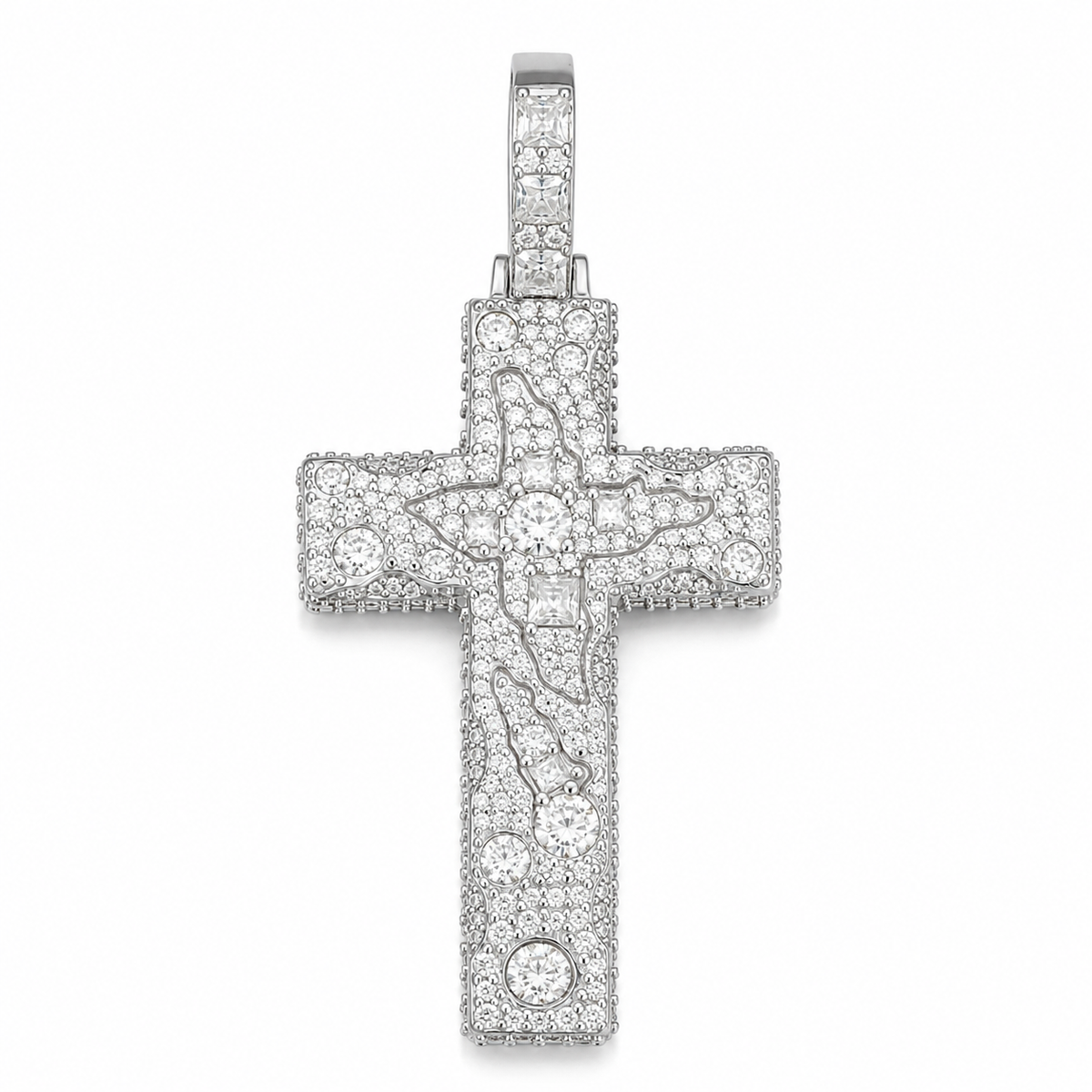 Crown of Thorns Moissanite Cross Pendant | 14K Gold Plated Over 925 Sterling Silver