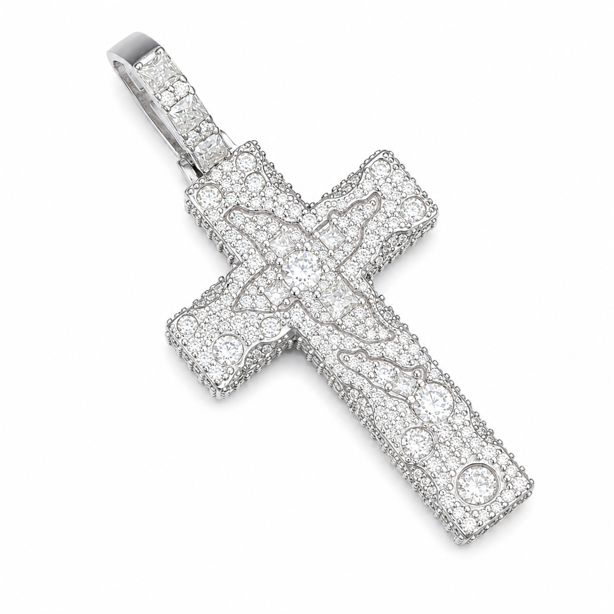 Crown of Thorns Moissanite Cross Pendant | 14K Gold Plated Over 925 Sterling Silver