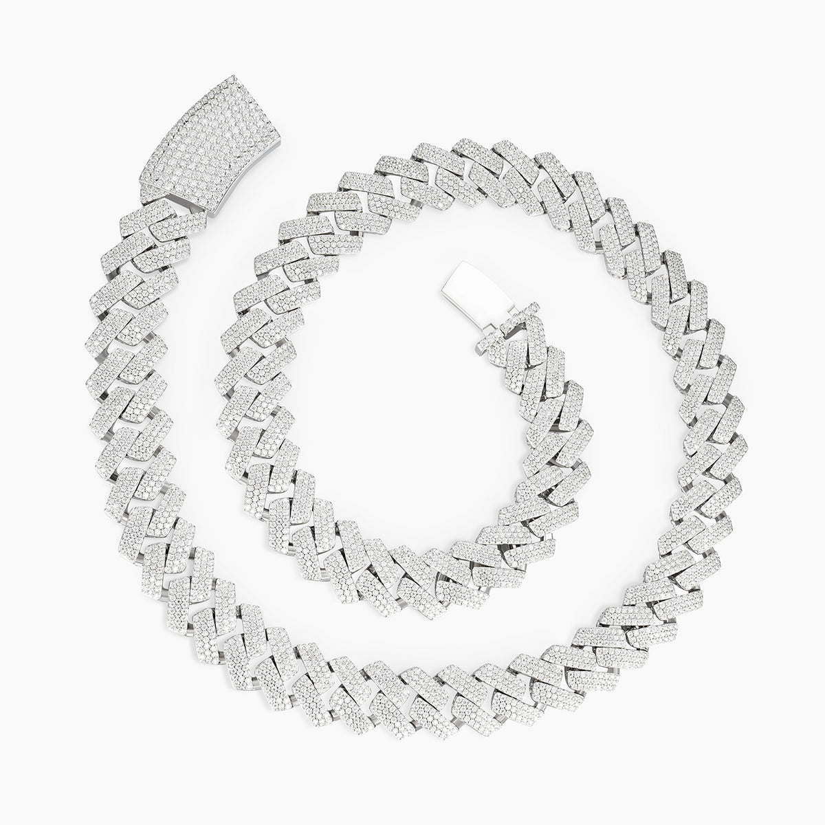 Cuban Moissanite Chain Iced Out Lock 15MM  925 Sterling Silver