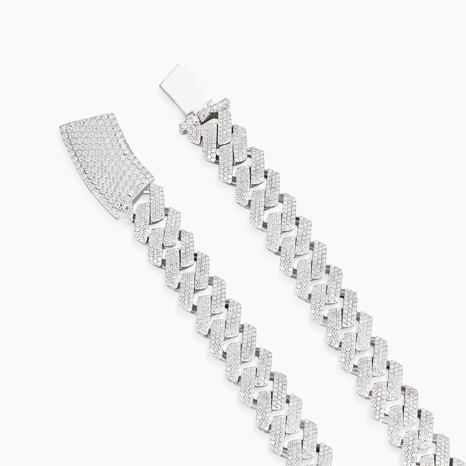 Cuban Moissanite Chain Iced Out Lock 15MM  925 Sterling Silver