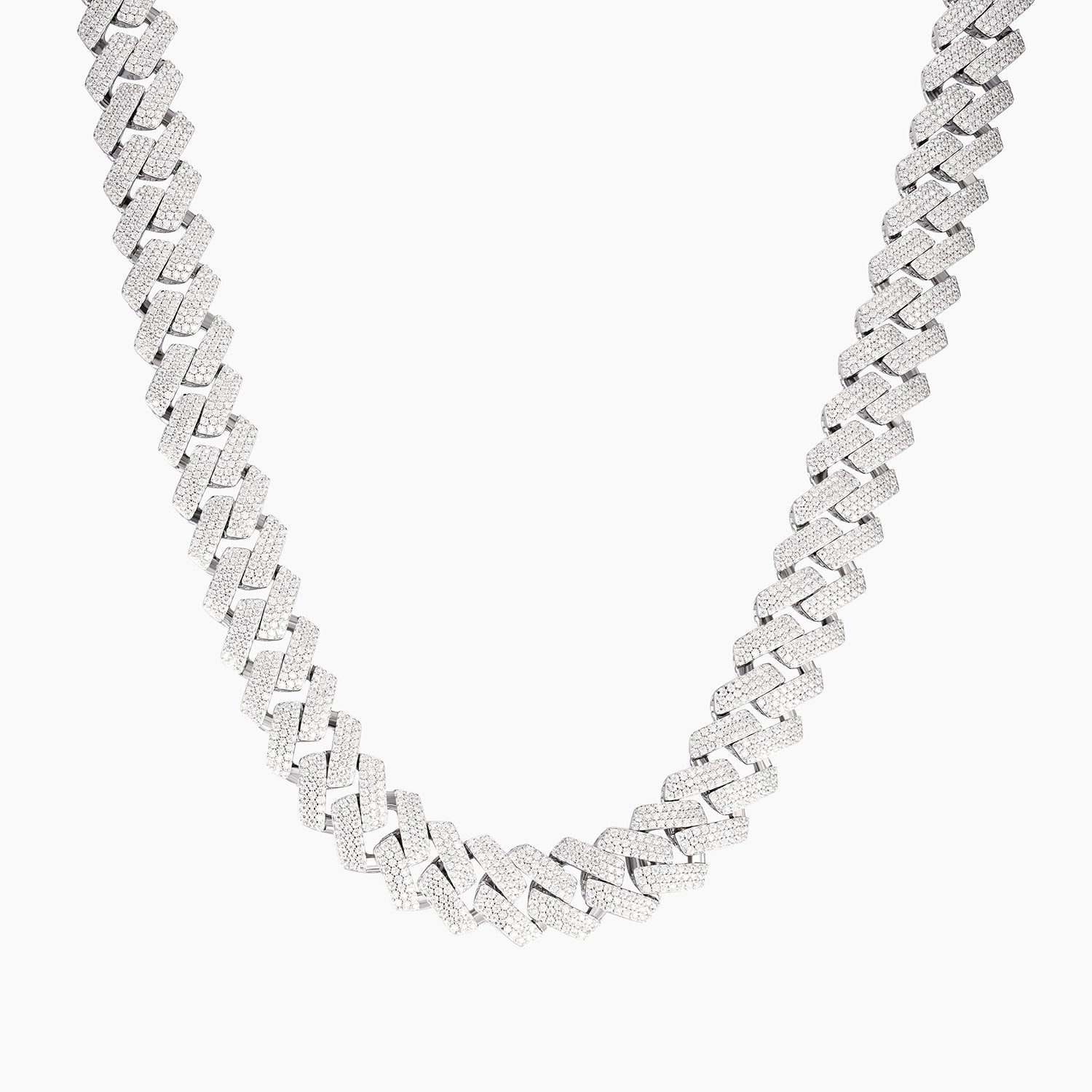 Cuban Moissanite Chain Iced Out Lock 15MM  925 Sterling Silver