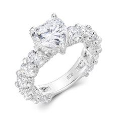 Heart Cut Moissanite Engagement Ring – 925 Sterling Silver Eternity Band | UIU Jewelry