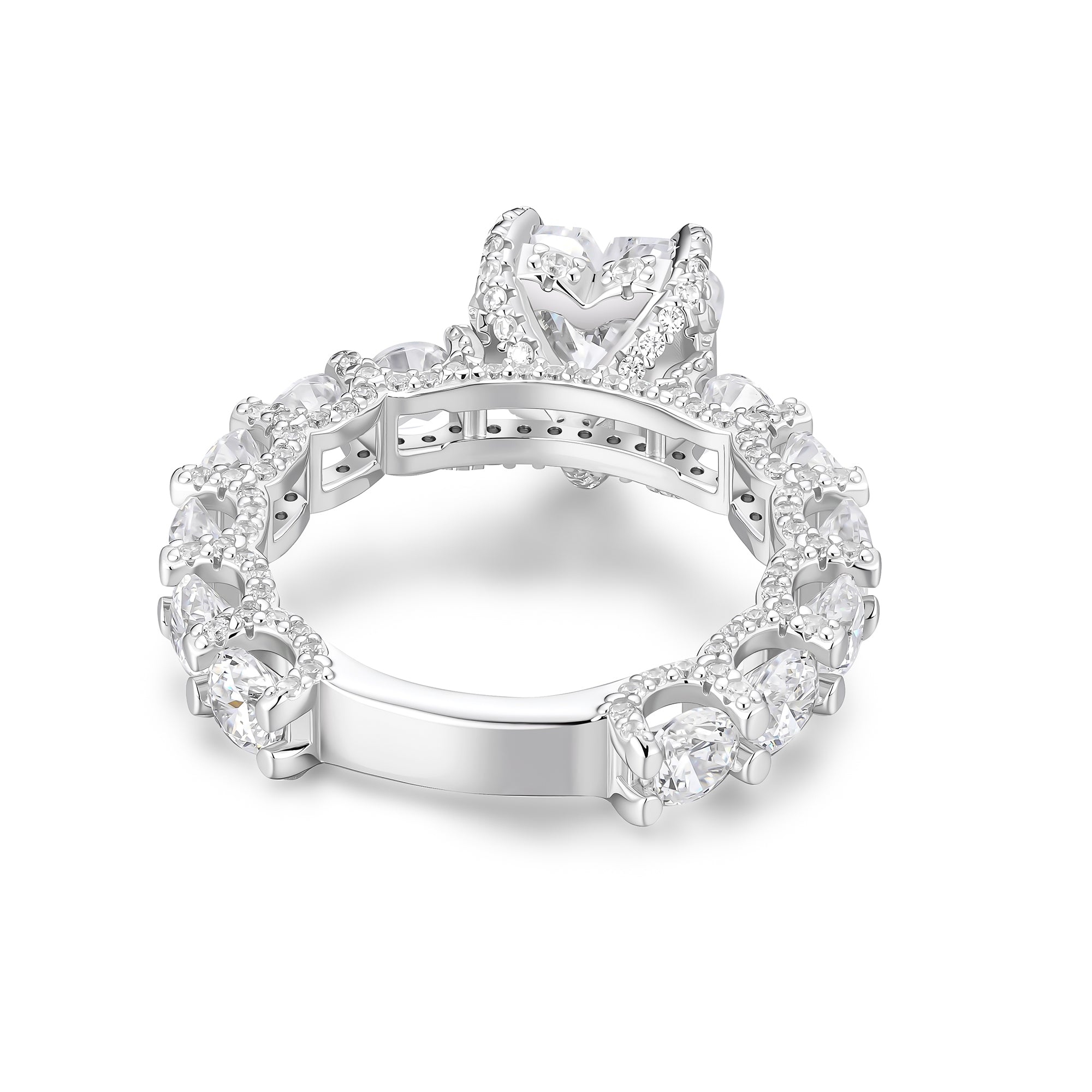 Heart Cut Moissanite Engagement Ring – 925 Sterling Silver Eternity Band | UIU Jewelry