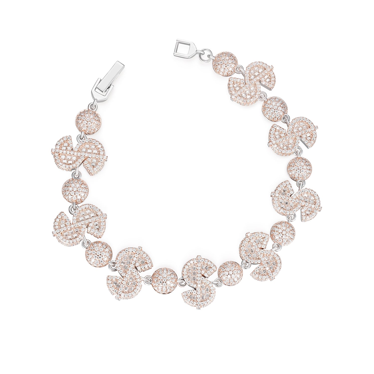 Dollar Sign Baguette VVS Moissanite  Bracelet