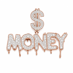 Drip Money Moissanite Pendant  14K Gold Plated Over 925 Sterling Silver