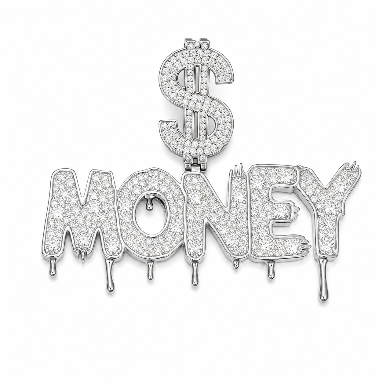 Drip Money Moissanite Pendant  14K Gold Plated Over 925 Sterling Silver