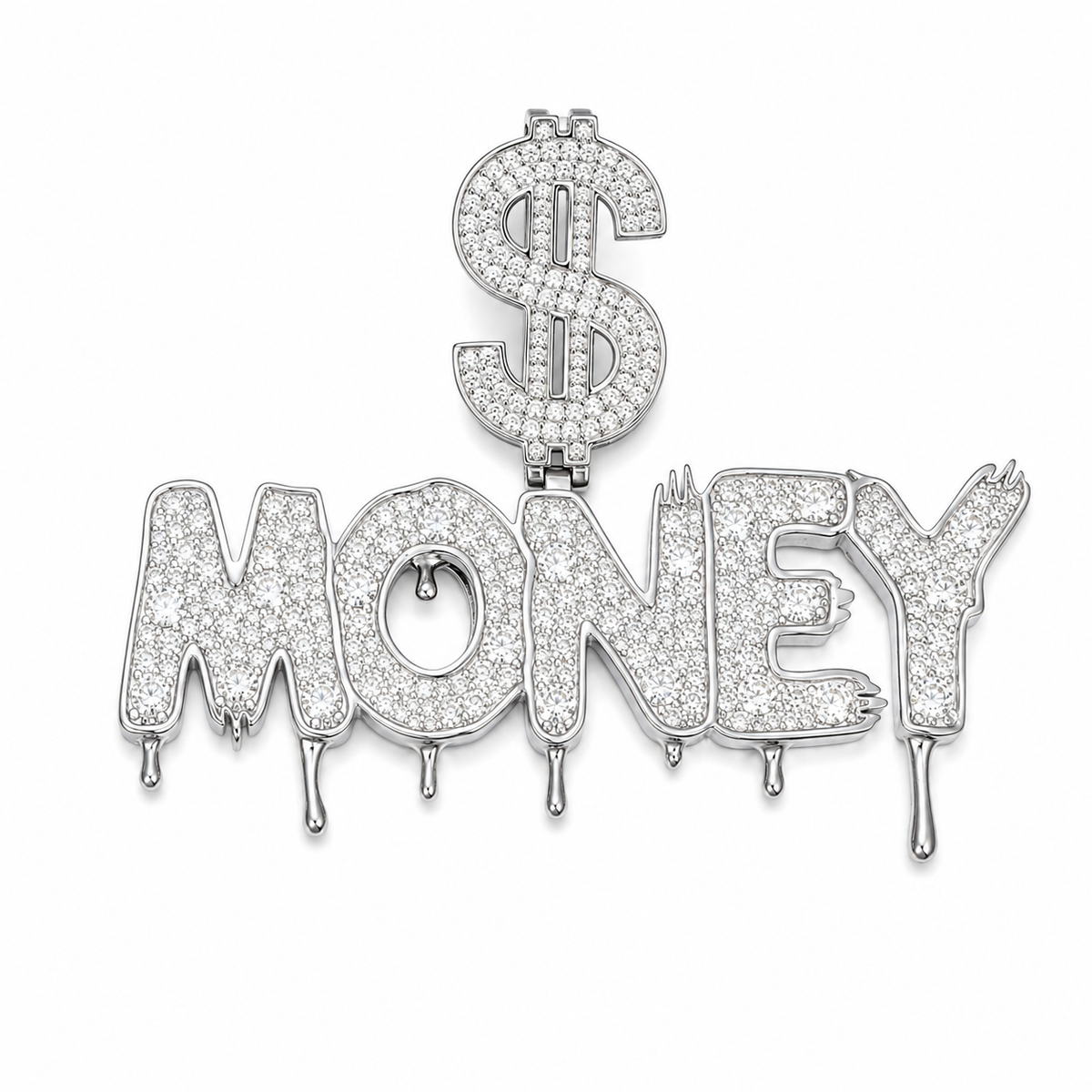 Drip Money Moissanite Pendant  14K Gold Plated Over 925 Sterling Silver