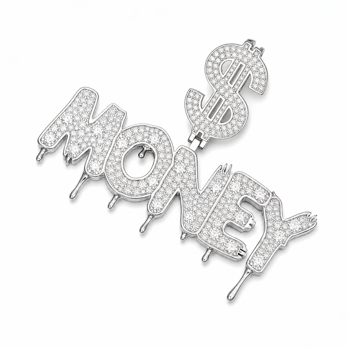 Drip Money Moissanite Pendant  14K Gold Plated Over 925 Sterling Silver