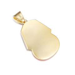 Egyptian King Pendant in Gold Moissanite and Enamel Details