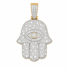 Evil Eye Hamsa Moissanite Pendant | 14K Gold Plated Over 925 Sterling Silver