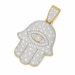 Evil Eye Hamsa Moissanite Pendant | 14K Gold Plated Over 925 Sterling Silver