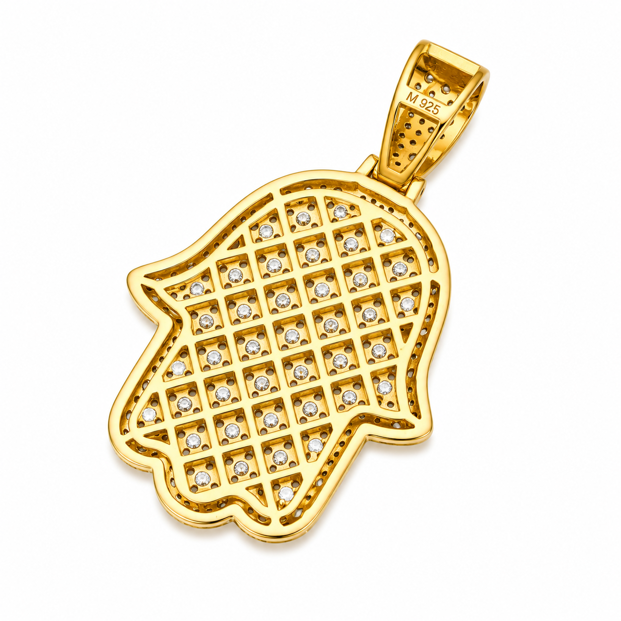 Evil Eye Hamsa Moissanite Pendant | 14K Gold Plated Over 925 Sterling Silver