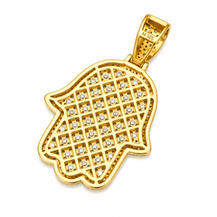 Evil Eye Hamsa Moissanite Pendant | 14K Gold Plated Over 925 Sterling Silver