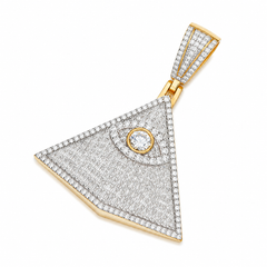 Eye of Providence Moissanite Pyramid Pendant  14K Gold Plated Over 925 Sterling Silver