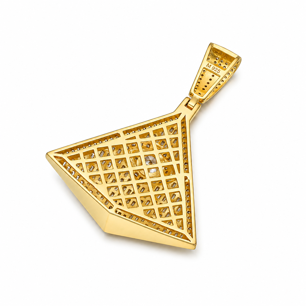 Eye of Providence Moissanite Pyramid Pendant  14K Gold Plated Over 925 Sterling Silver