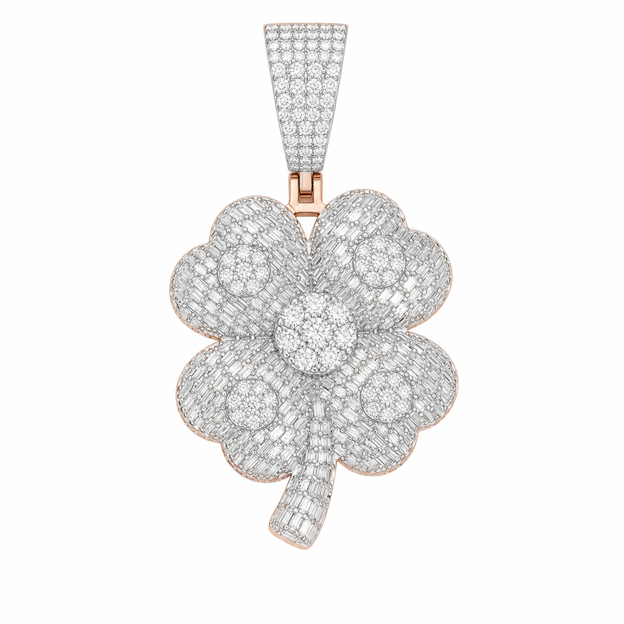 Four Leaf Clover Moissanite Pendant | 14K Gold Plated Over 925 Sterling Silver
