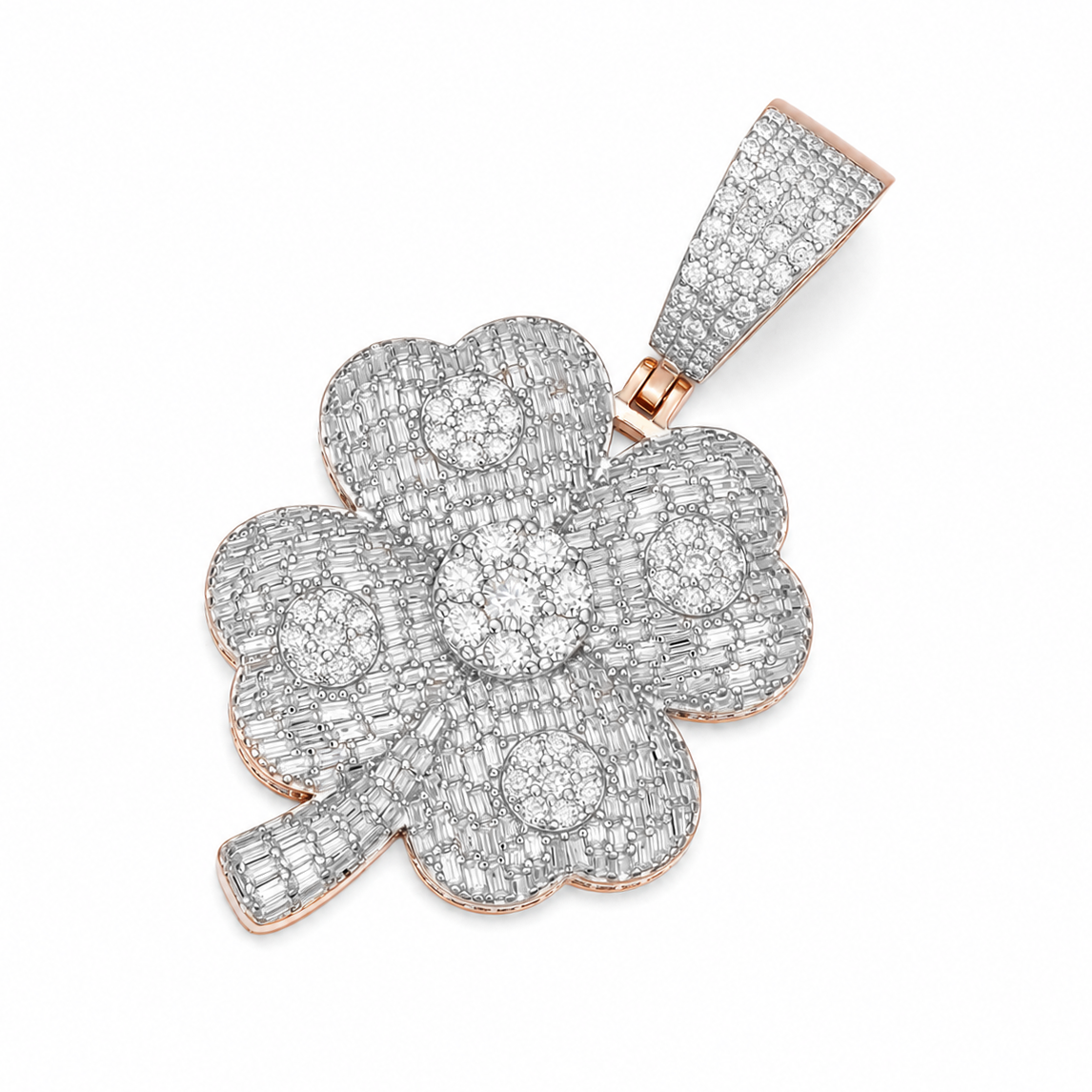 Four Leaf Clover Moissanite Pendant | 14K Gold Plated Over 925 Sterling Silver