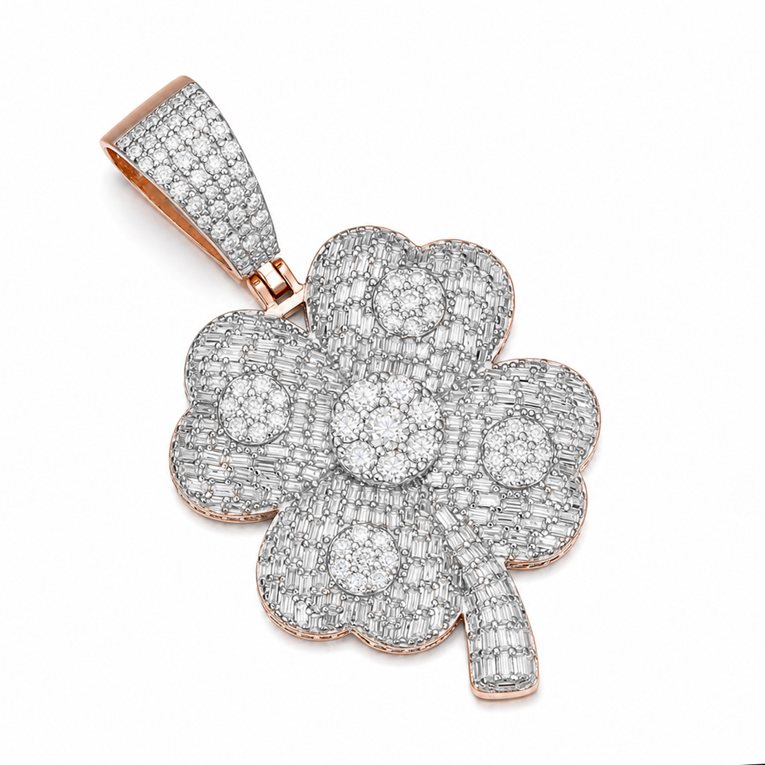 Four Leaf Clover Moissanite Pendant | 14K Gold Plated Over 925 Sterling Silver