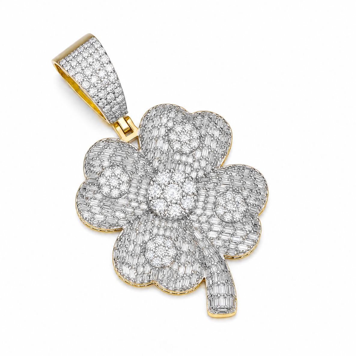 Four Leaf Clover Moissanite Pendant | 14K Gold Plated Over 925 Sterling Silver