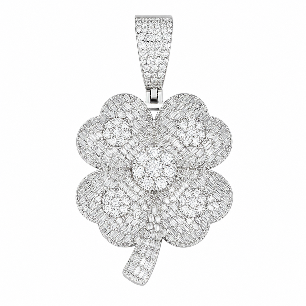 Four Leaf Clover Moissanite Pendant | 14K Gold Plated Over 925 Sterling Silver