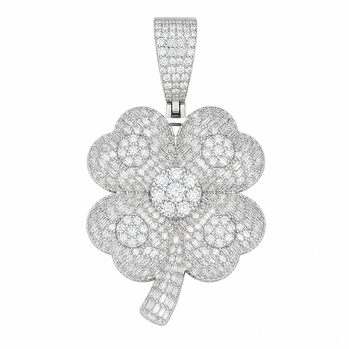 Four Leaf Clover Moissanite Pendant | 14K Gold Plated Over 925 Sterling Silver