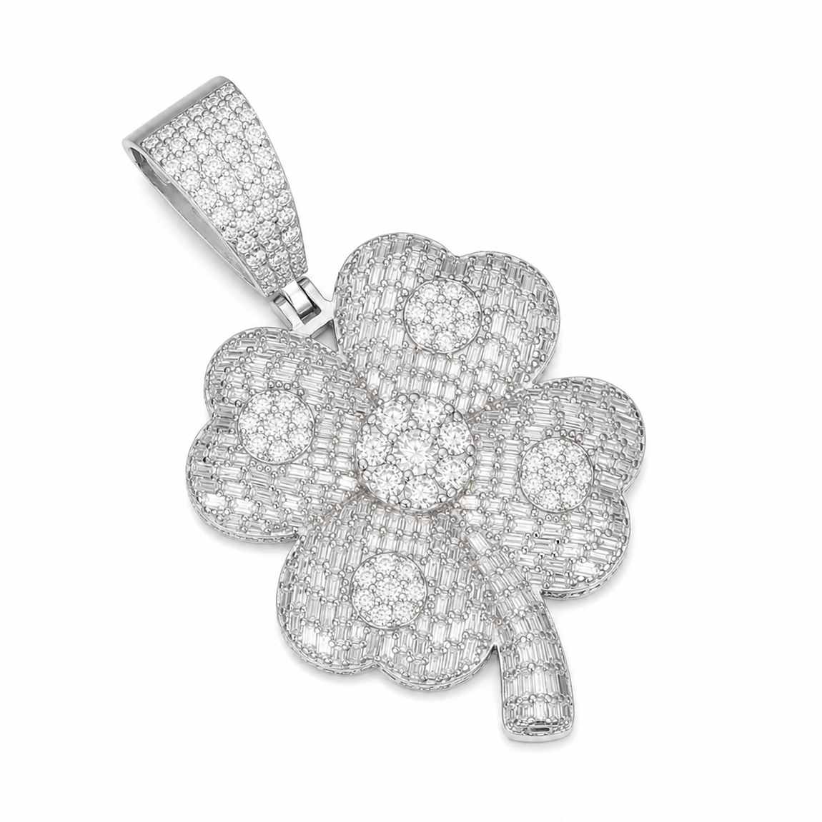 Four Leaf Clover Moissanite Pendant | 14K Gold Plated Over 925 Sterling Silver