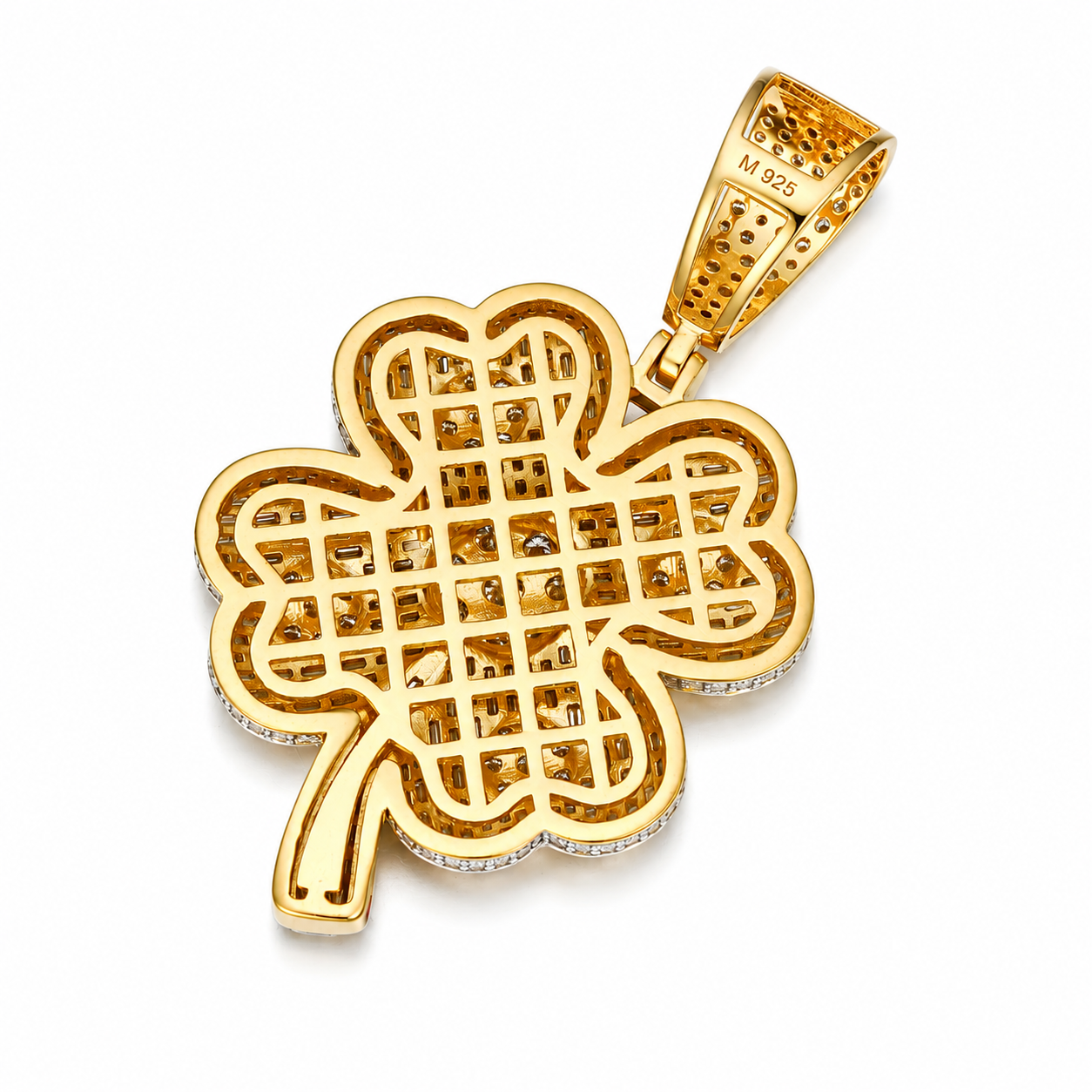 Four Leaf Clover Moissanite Pendant | 14K Gold Plated Over 925 Sterling Silver