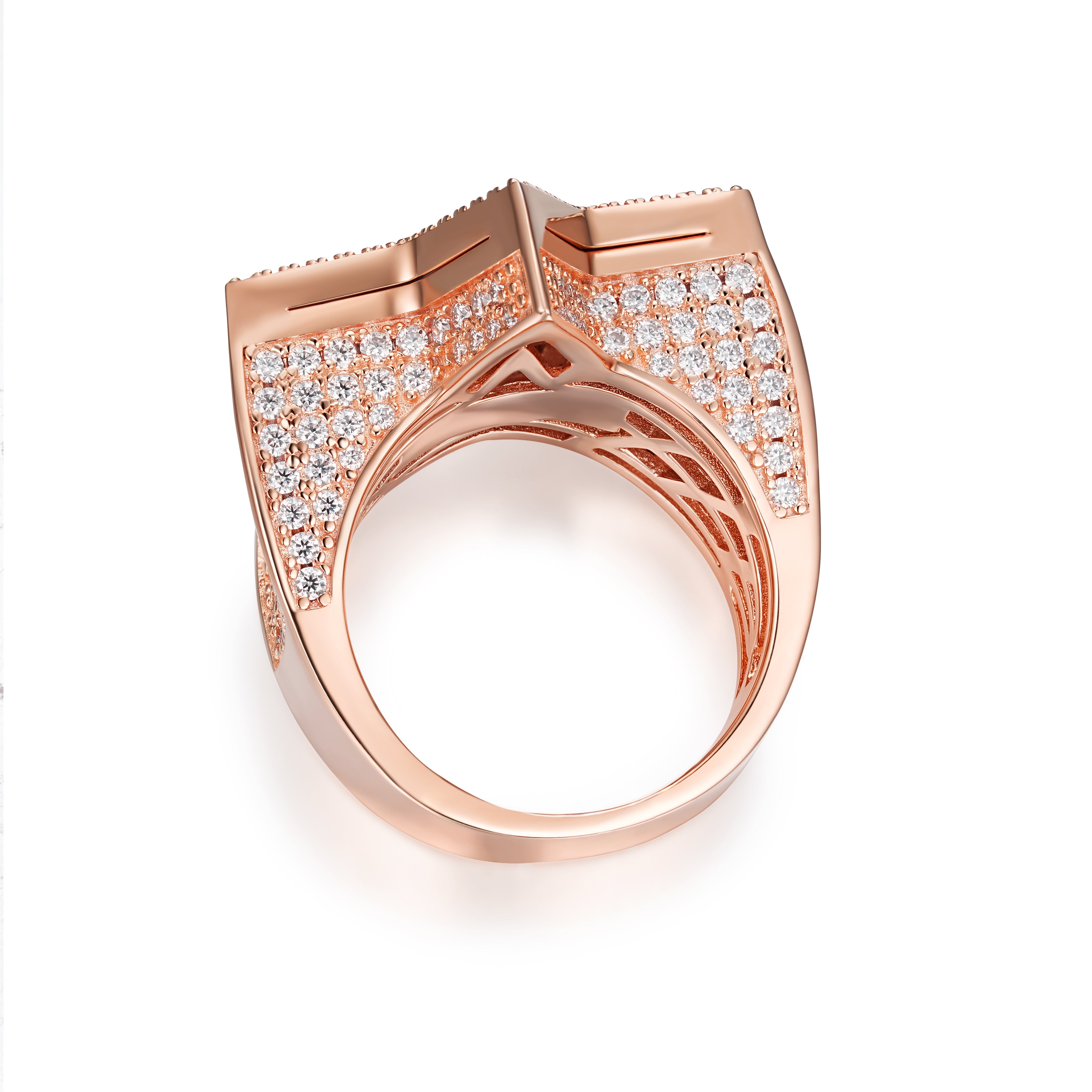 Full Iced Baguette Diamond Star Design VVS Moissanite Men Ring