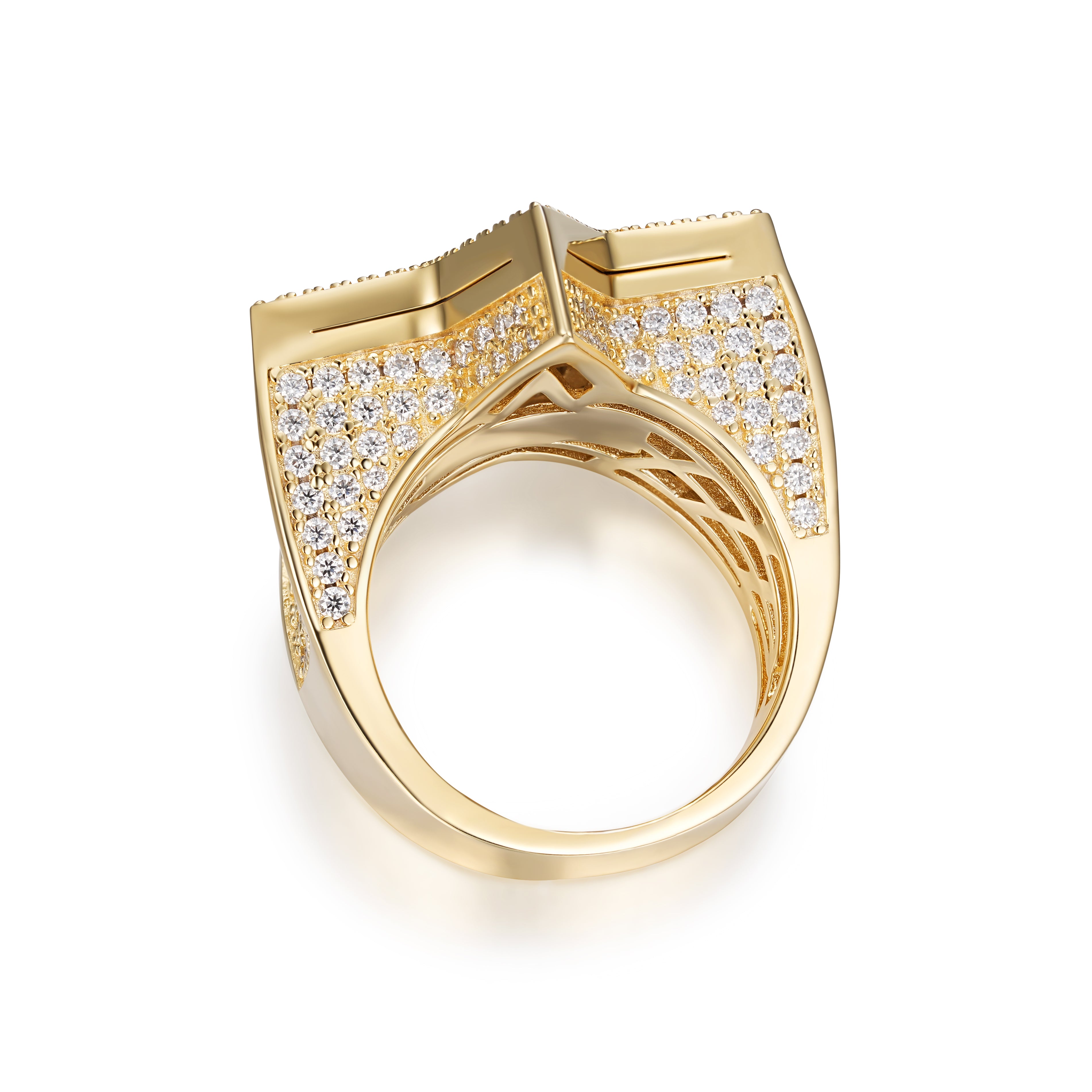 Full Iced Baguette Diamond Star Design VVS Moissanite Men Ring