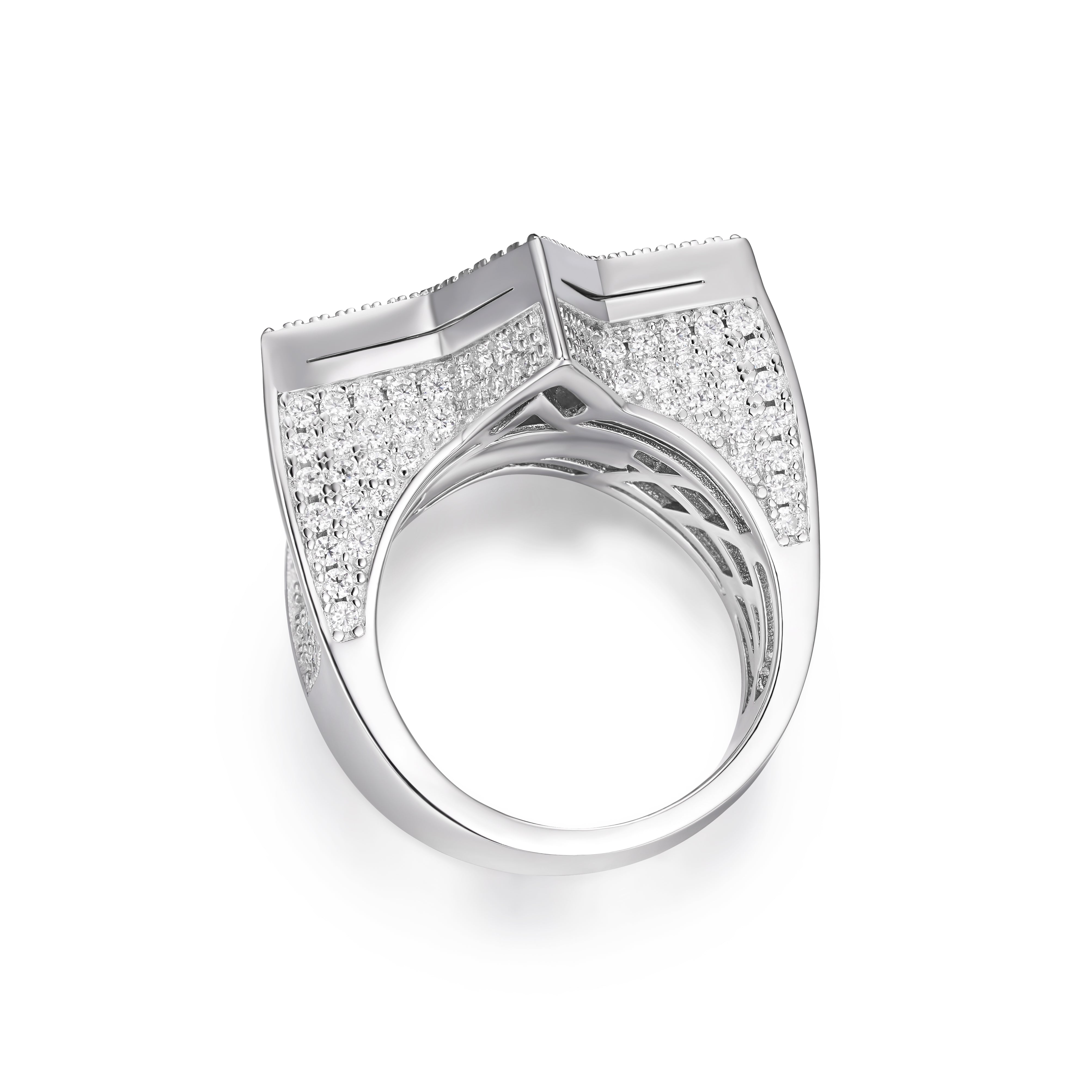 Full Iced Baguette Diamond Star Design VVS Moissanite Men Ring