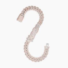 Fully Iced Moissanite Bracelet  Praying Hands x Rose Gold Cuban