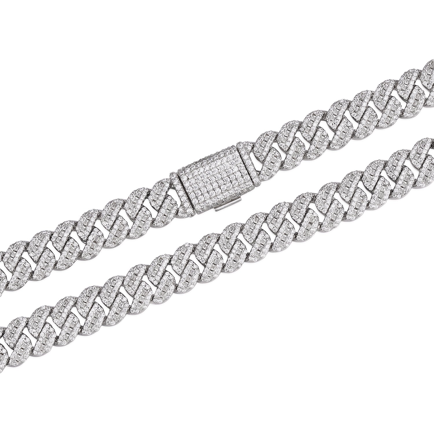 Fully Iced Out Baguette-cut VVS Moissanite Cuban Necklace (ALL SIZES)