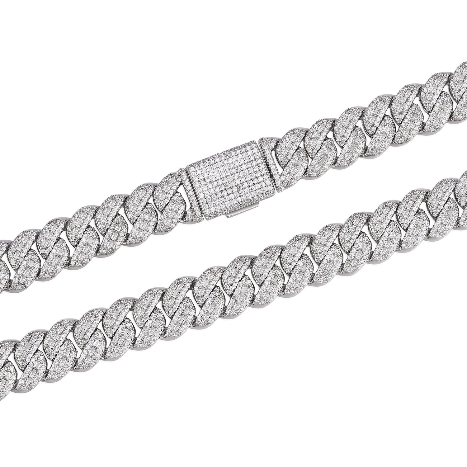 Fully Iced Out Baguette-cut VVS Moissanite Cuban Necklace (ALL SIZES)