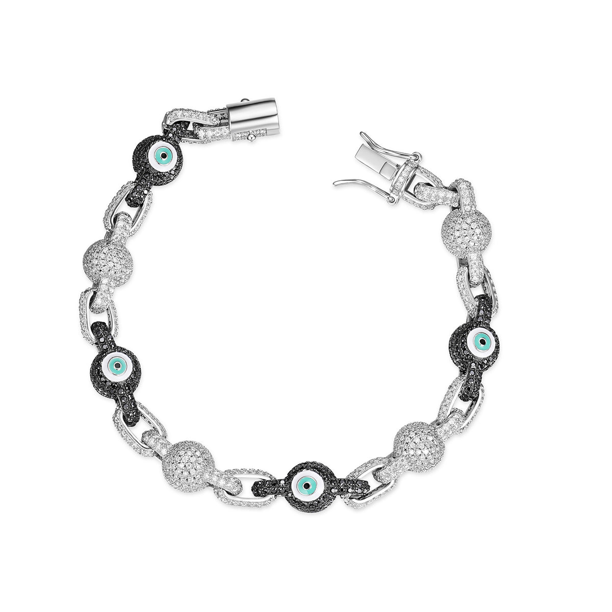Fully Iced Out VVS  Moissanite Evil Eye Bracelet