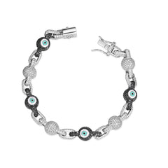 Fully Iced Out VVS  Moissanite Evil Eye Bracelet