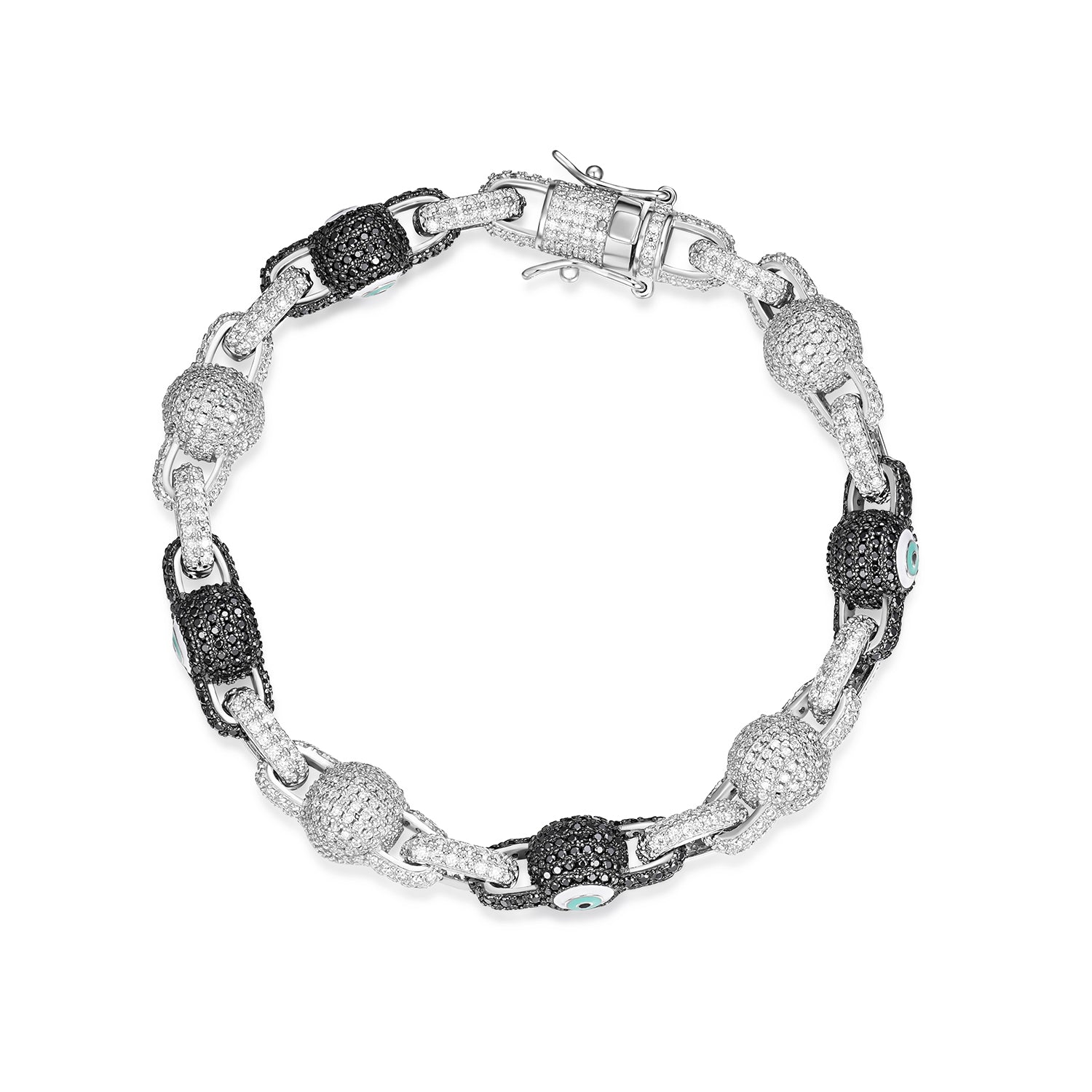 Fully Iced Out VVS  Moissanite Evil Eye Bracelet