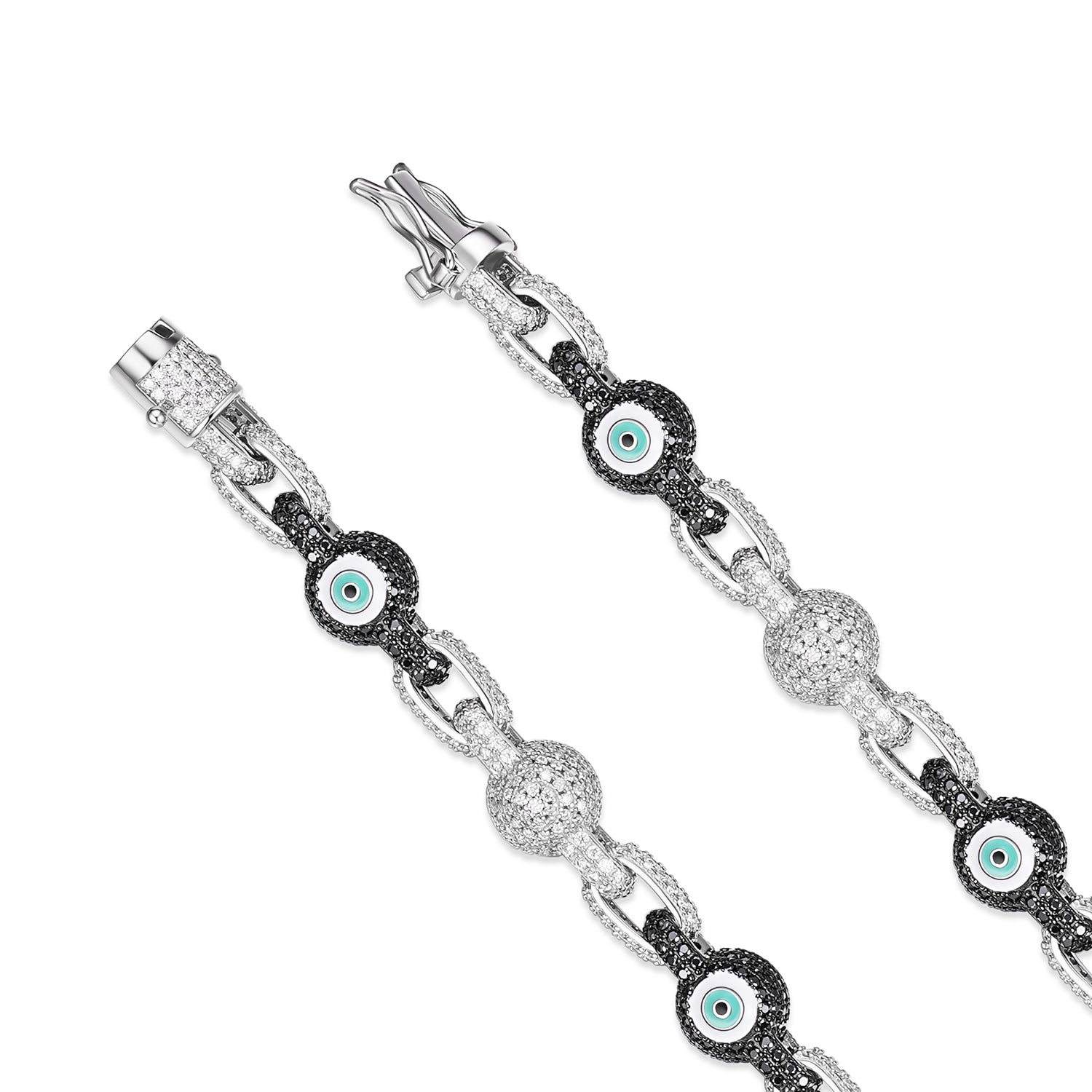 Fully Iced Out VVS  Moissanite Evil Eye Bracelet