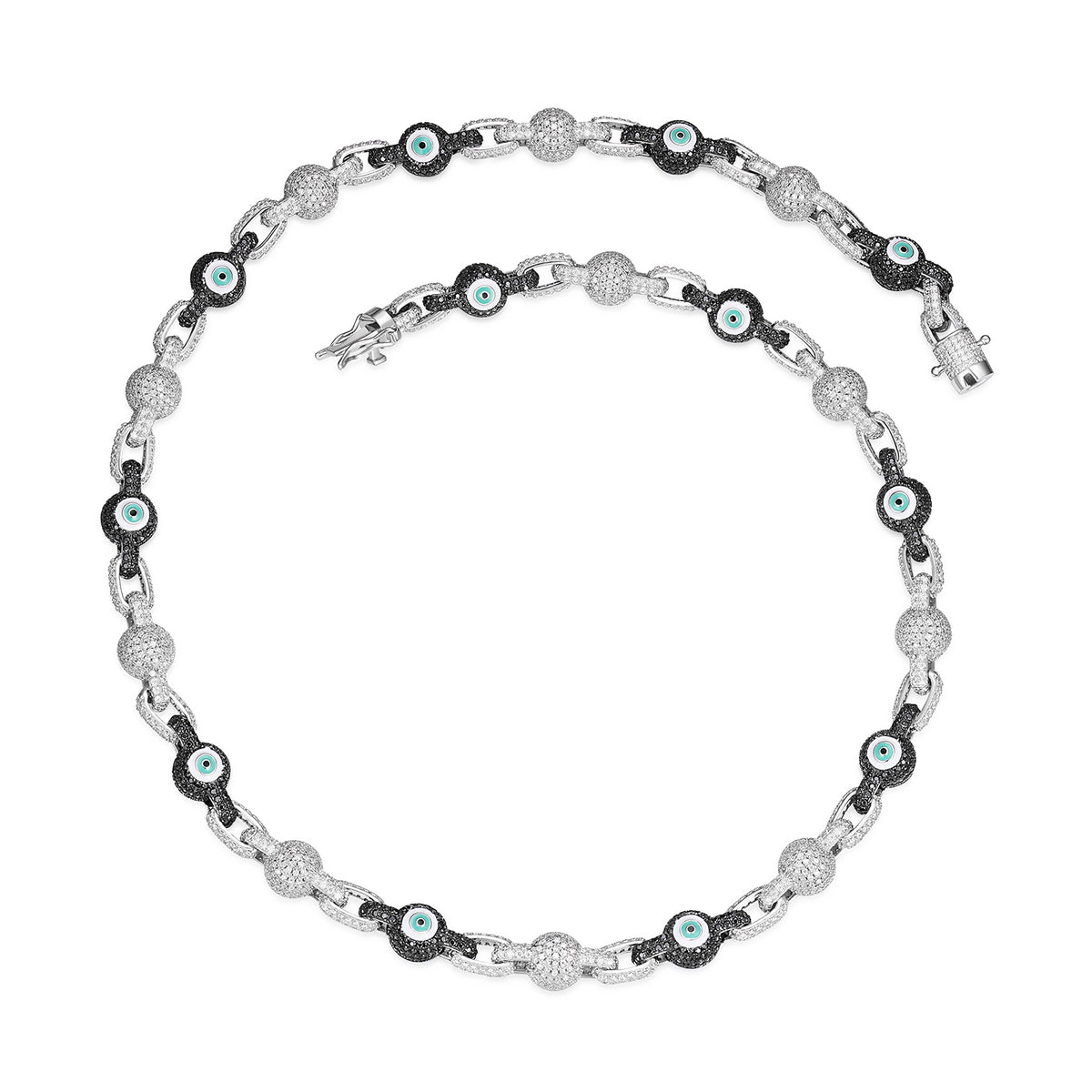 Fully Iced Out VVS  Moissanite Evil Eye Necklace