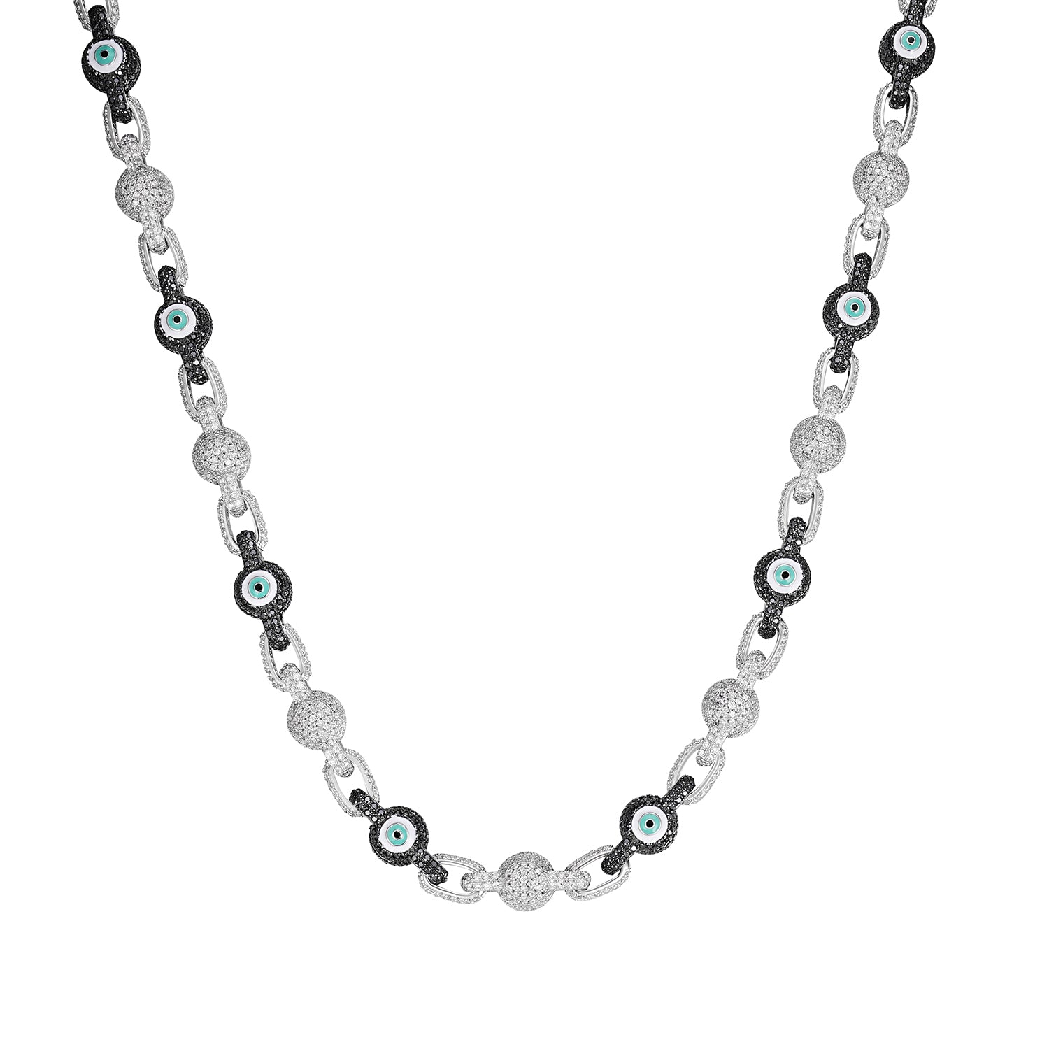 Fully Iced Out VVS  Moissanite Evil Eye Necklace