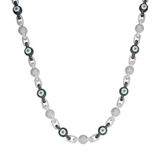 Fully Iced Out VVS  Moissanite Evil Eye Necklace