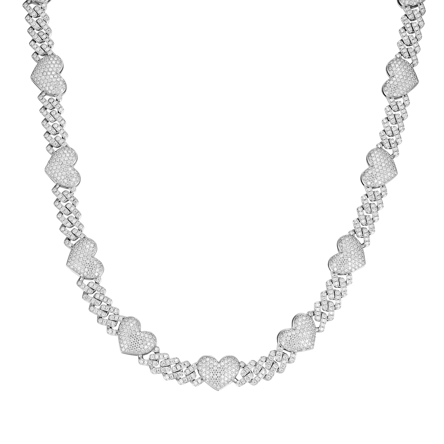 Fully Iced Out VVS Moissanite Heart Cuban Chains