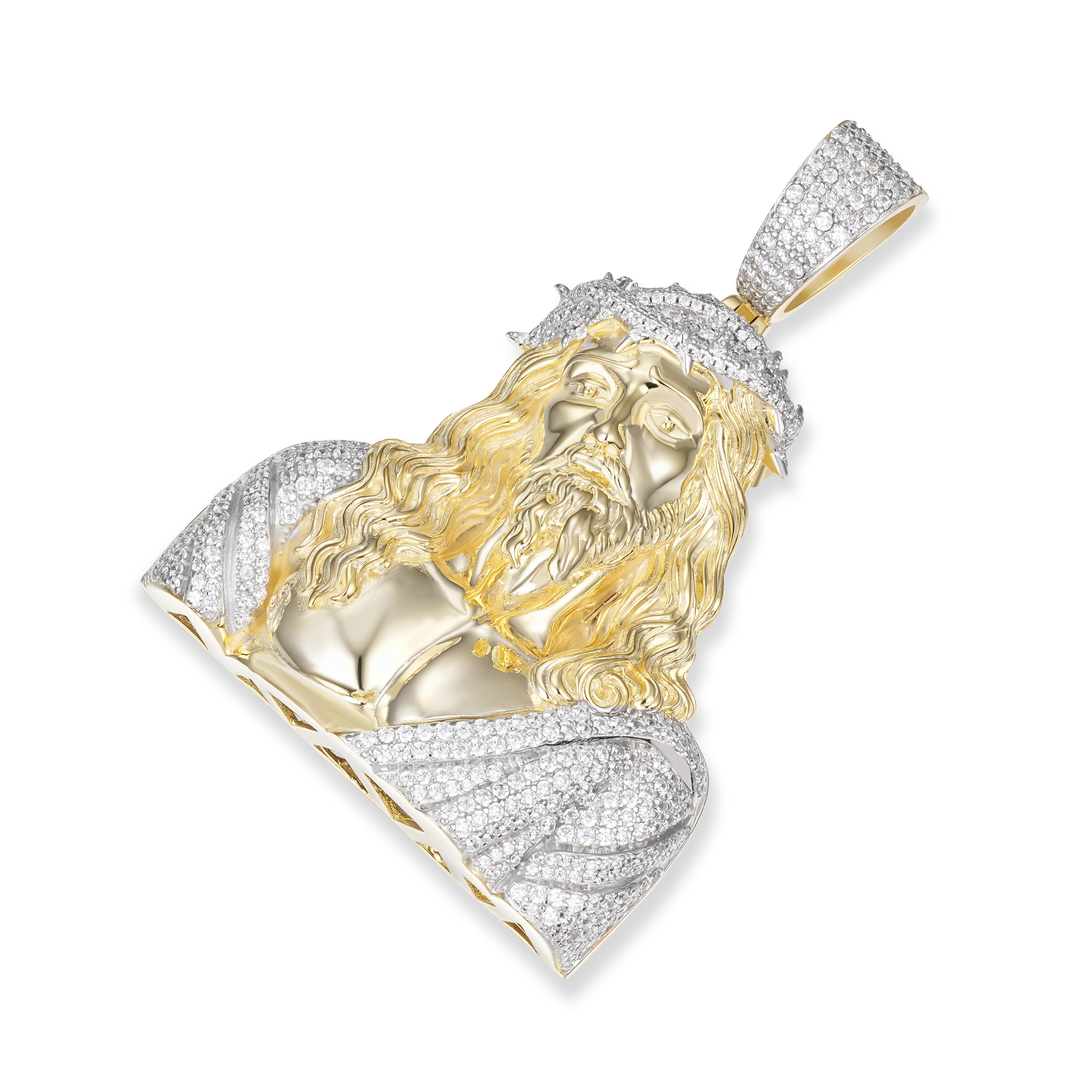 Golden Jesus Pendant  VVS Moissanite Crown of Thorns Design