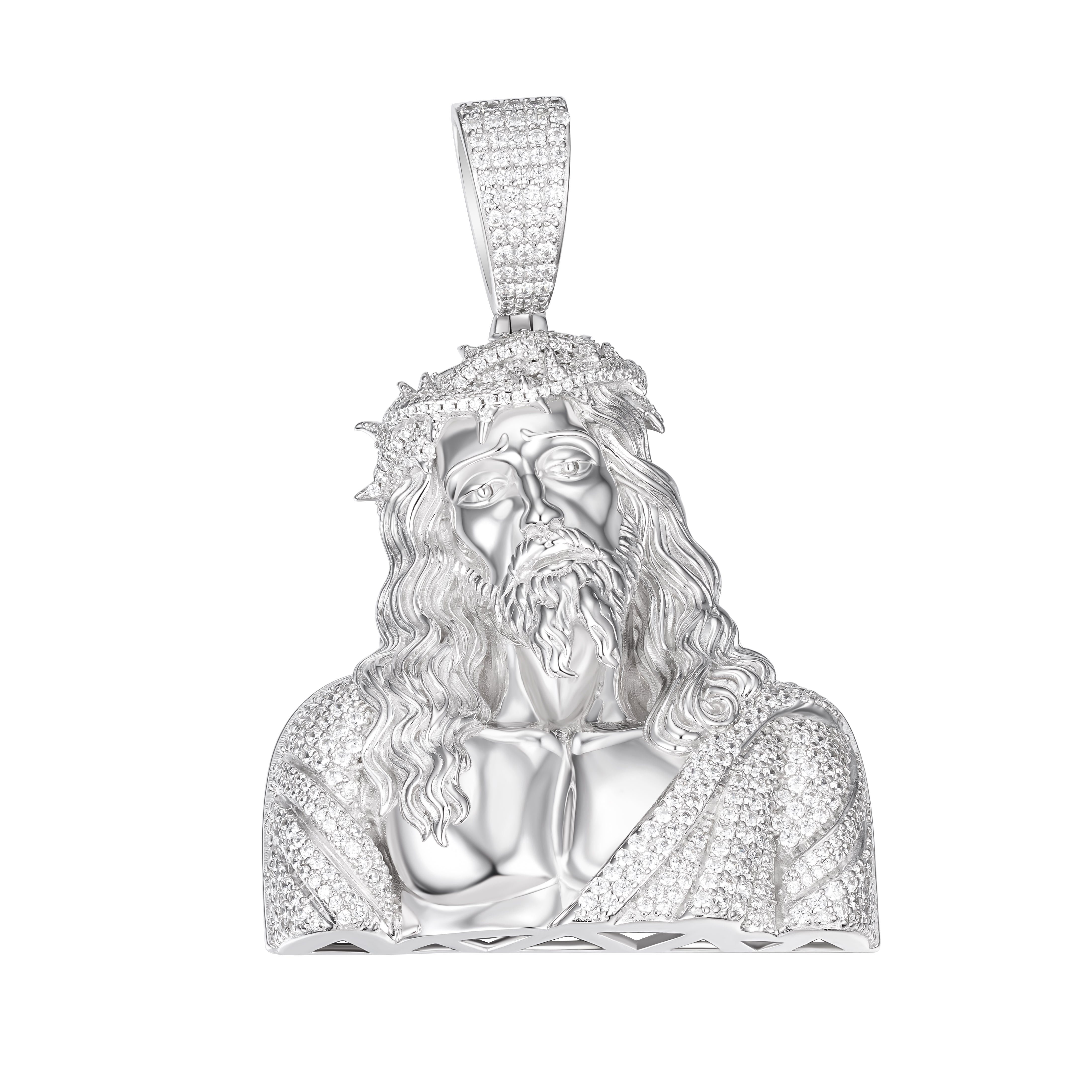 Golden Jesus Pendant  VVS Moissanite Crown of Thorns Design