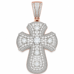 Baguette Iced Out Moissanite Cross Pendant | 14K Gold Plated Over 925 Sterling Silver