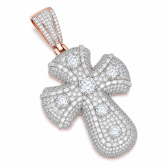 Baguette Iced Out Moissanite Cross Pendant | 14K Gold Plated Over 925 Sterling Silver
