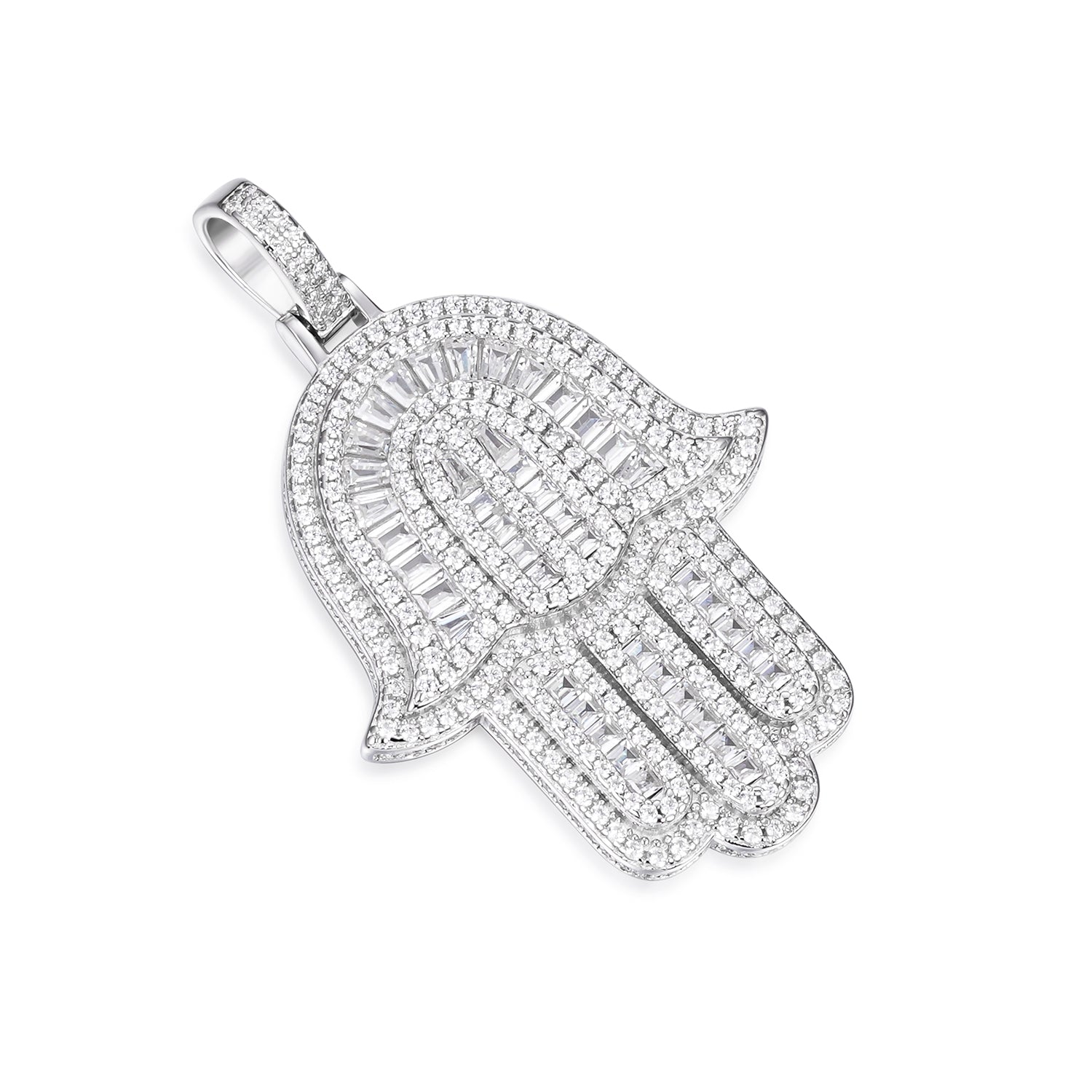 Hamsa Hand Charm Moissanite-Studded Symbol of Protection